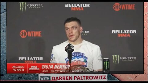 Bellator MMA's Vadim Nemkov answers a question from Darren Paltrowitz
