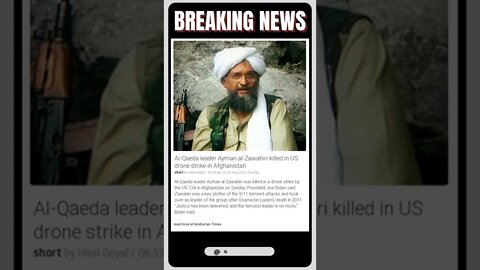 Live News: Al-Qaeda leader Ayman al-Zawahiri killed in US drone strike in Afghanistan #shorts #news