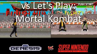 vs Lets Play Mortal Kombat 1 by Midway - Sega Genesis vs Super NES (SNES) - Gameplay Comparison