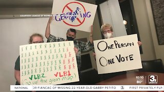 League of Women voters hold redistricting rally