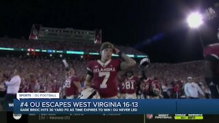 OU escapes West Virginia 16-13