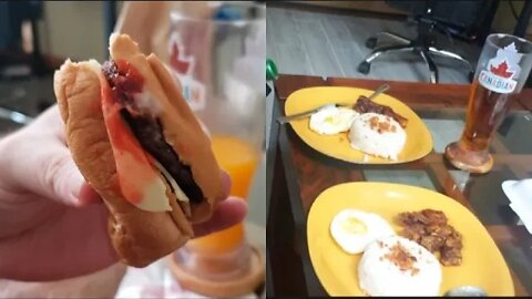 Trying The Food In The Town of Ragay|Burger And Porksilog