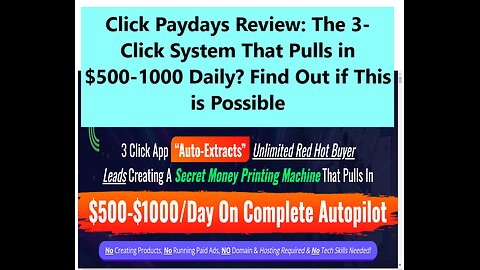 Click Paydays Demo: Profit Potential of Click Paydays Making $300-500 Weekly with Basic Usage