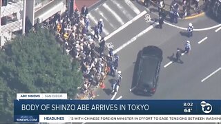 Body of former Japanese PM Shinzo Abe arrives in Toyko