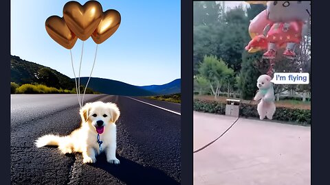 floating my dog with balloons | funny dog 😂😂
