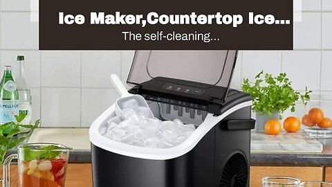 Ice Maker,Countertop Ice Makers with Self-Cleaning,9 Bullet Cubes Ready in 8 Mins,26lbs/24H,Ice...