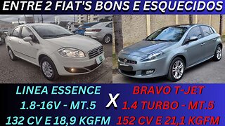 ENTRE 2 CARROS - FIAT LINEA ESSENCE X FIAT BRAVO T-JET - COMPLETOS, CONFIAVÉIS A PREÇO DE KWID ZERO.