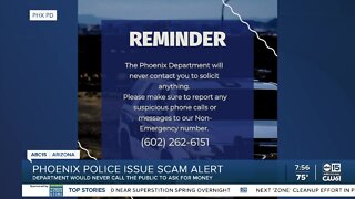 Phoenix PD warns against scam calls using a Phoenix police phone number