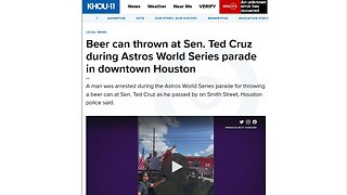 Beer can thrown at Sen. Ted Cruz during Astros World Series parade in downtown Houston