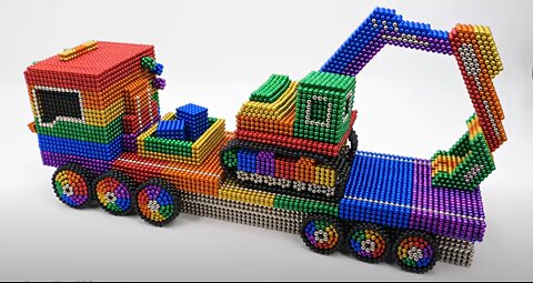 How To Make RC Truck Excavator Transport From Magnetic Balls (Satisfying) | Magnet World Series