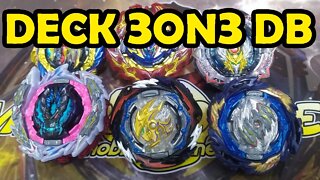 DECK 3on3 DYNAMITE BATTLE | Beyblade Burst DB | Testando meu "Novo" Deck 3on3