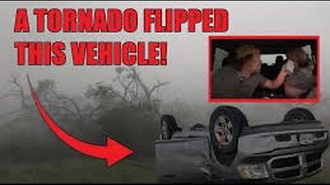 Inside a powerful wedge tornado - TRUCK FLIPS UPSIDE DOWN as couple seeks shelter in the ditch!