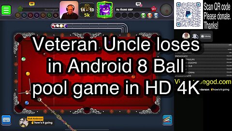 Veteran Uncle loses in Android 8 Ball pool game in HD 4K 🎱🎱🎱 8 Ball Pool 🎱🎱🎱
