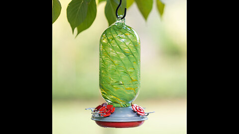 Muse Garden Hummingbird Feeder for Outdoors, Hand Blown Glass, 27 Ounces, Containing Ant Moat,...