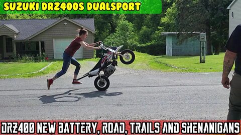 (E27) $153 New battery and chain, some road and trail blazing, Matts new DRZ400SM, bike shenanigans