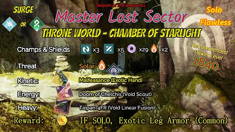Destiny 2 Master Lost Sector: Dreaming City - Chamber Starlight on Arc Titan Solo-Flawless 6-21-23