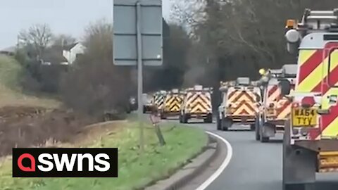 Dozens of Western Power vans join funeral cortege in memory of electrical engineer