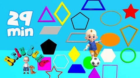 Learn Colors and Shapes (soccer/football) | + More Ariu Land Nursery Rhymes & Kids Songs