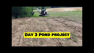 DAY 3 pond build. Tree clearing is done, lets check out the dirt, Bobcat e42 R series mini excavator