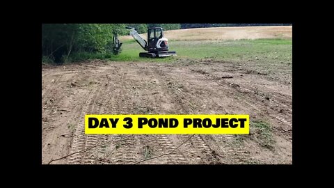 DAY 3 pond build. Tree clearing is done, lets check out the dirt, Bobcat e42 R series mini excavator