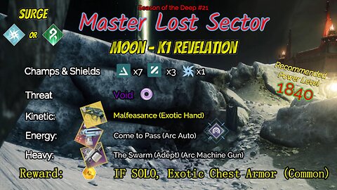 Destiny 2 Master Lost Sector: Moon - K1 Revelation on my Strand Titan 7-17-23