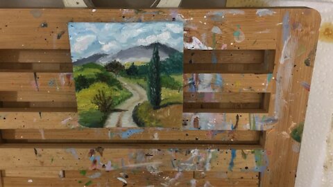 Painting a Miniature Tuscan Landscape