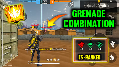 Free Fire Grenade Character Combination😠|FF Cs Rank Grenade Tips And Tricks|Bot Sanju