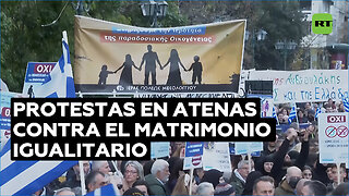 Protestas en Atenas contra matrimonio igualitario