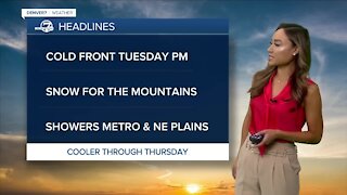 Windy, with mountain snow and rain on the plains Tuesday
