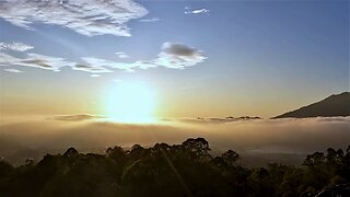 Glorious sunrise above the clouds on Bali volcano is beyond breathtaking