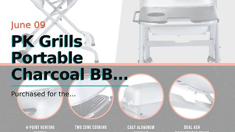 PK Grills Portable Charcoal BBQ Grill and Smoker, Aluminum Outdoor Kitchen Cooking Barbecue Gri...