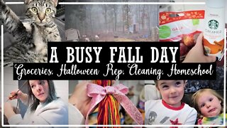Busy Fall Day In Our Life//Busy Mom Day//Grocery Haul//Halloween Prep