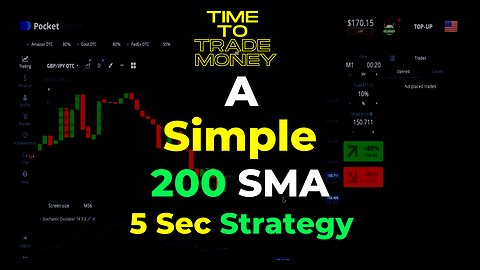 Use this simple 200 SMA for a 5 Sec binary options trade using Pocket Option