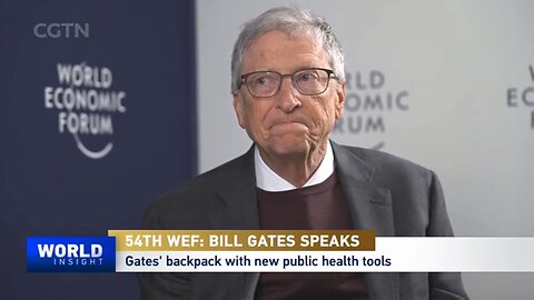 Kill Gates appears at Davos WEF´24 with backpack full of "sweeties"