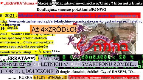 ☛„KREWKA”duma☭Macieja⚒Maciaka–niewolnictwo/Chiny❢Internetu limity Konfucjusz smocze pokAlanie⚉#NWO