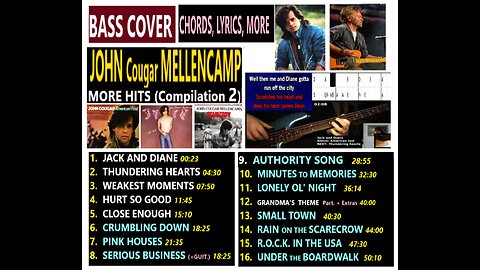 Bass cover JOHN Cougar MELLENCAMP Vol. 2 _ Chords real-time Lyrics MORE