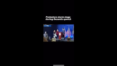 Protestors storm stage during Desantis speech