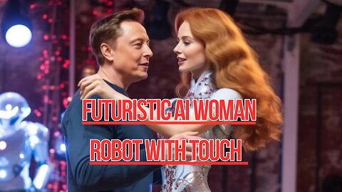 Futuristic AI Woman Robot with Touch Technology Interface AI generated