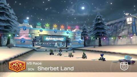 Mario Kart 8 Deluxe - 50cc (Hard CPU) - (GCN) Sherbet Land