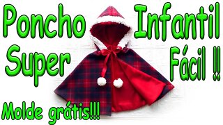 Como Fazer Poncho Infantil Super fácil com (Molde Grátis!)