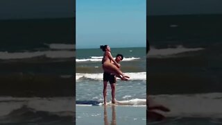 Country dancing on the beach #shorts #countryswingdancing #dancingonthebeach