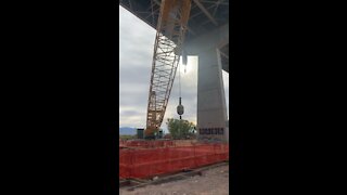 Crane removing forms