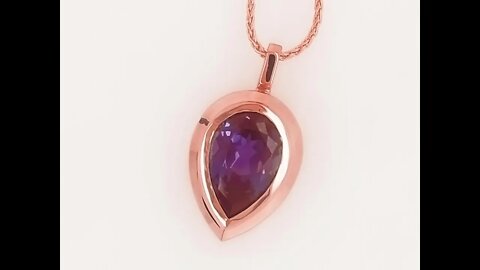 18k Rose Gold Solitaire Pendant With 12x8mm Pear Chatham Alexandrite