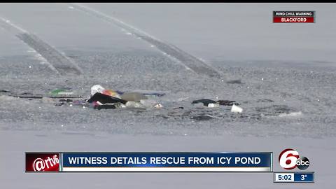 Woman pulled from vehicle submerged in frozen Indianapolis pond