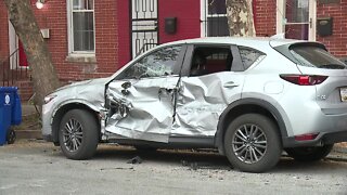 Vehicles damaged along Baltimore street