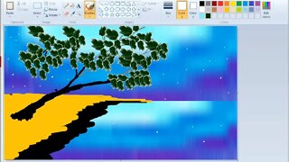 Landscape Scenery Drawing Step By Step | MS Paint | Computer Drawing | Scenery Drawing