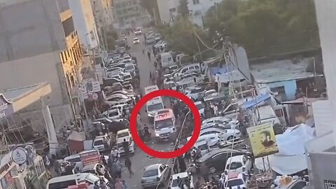 Footage of Israel Targeting An Ambulance Loaded with Injured Civilians