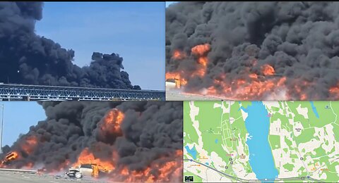 MASSIVE EXPLOSION AS FUEL TANKER OVERTURNS-BUILDINGS ON FIRE NEAR NAVY BASE/COAST INSTALLATION CT*