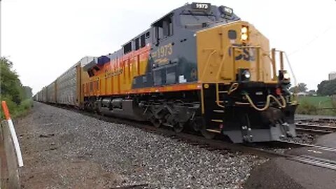 CSX 1973 Chessie System Heritage Unit on M216 AutoRack Train from Sterling, Ohio 7/1/2023