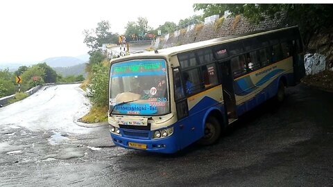 Extremely skilled Driver taking Bend drive like a car in the dangerous ghat road in Dhimbam